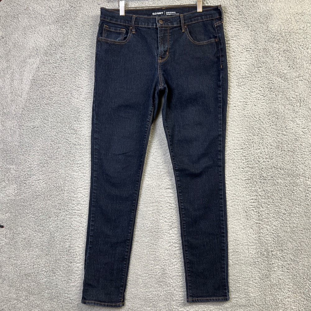 Old Navy Original Skinny Jeans Women 12 Long Blue Denim Dark Wash Mid-Rise